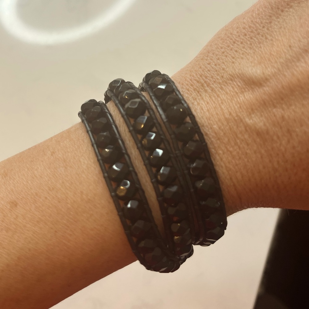 Leather beaded bracelet